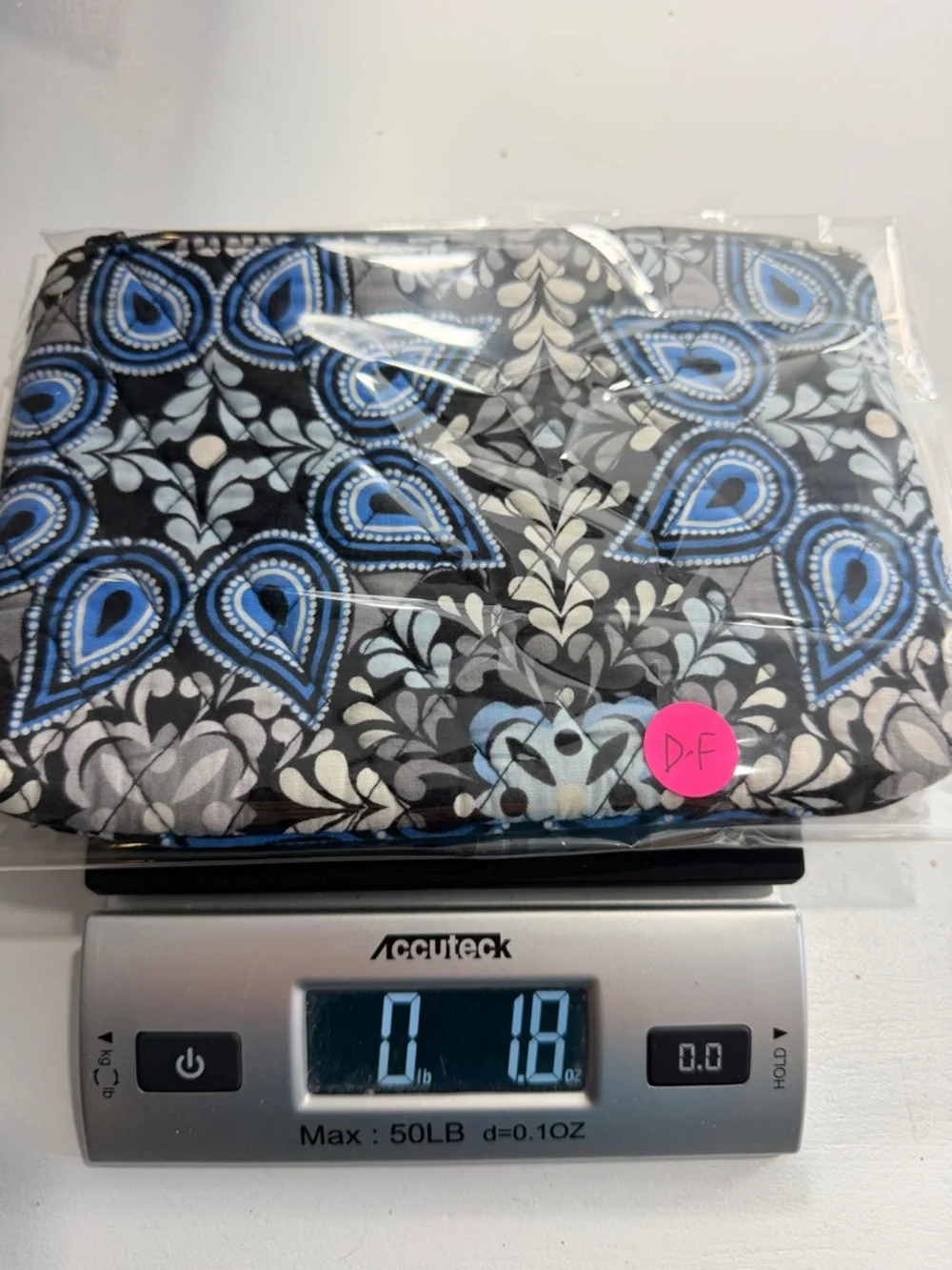 Vera Bradley Black and Blue Floral Zip Cosmetic‎ Pouch